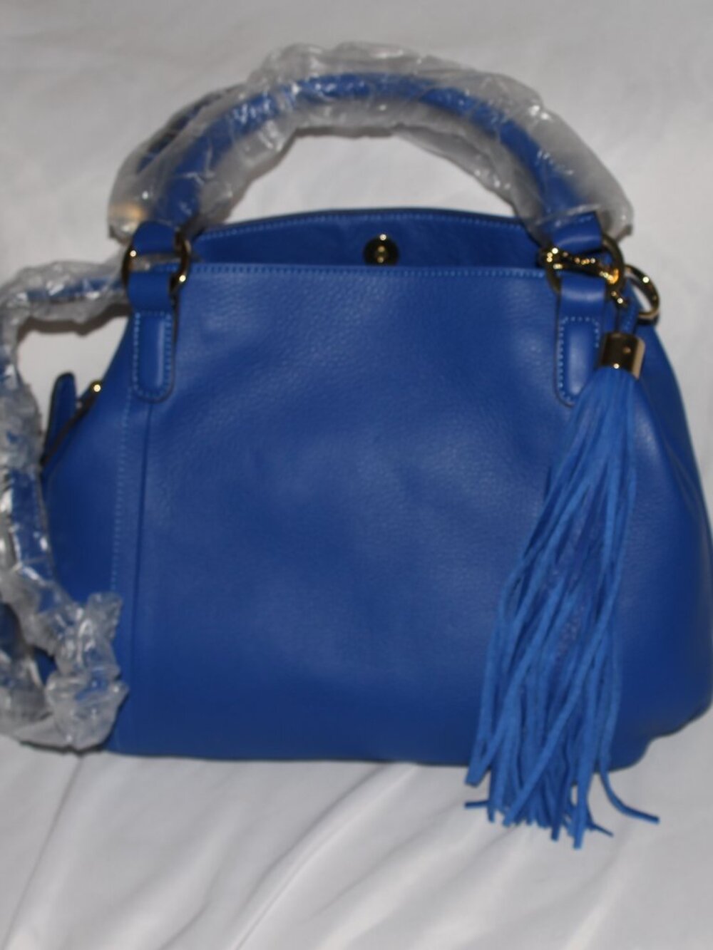 G.I.L.I. Royal Blue Leather Tassel Satchel